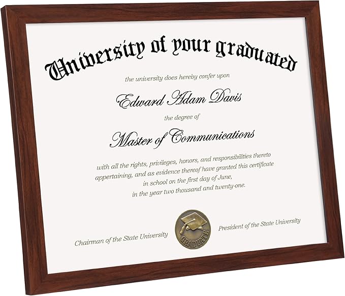 upsimples Certificate Frame with High Definition Glass, 8.5 by 11 Picture Diploma Document Frames for Wall and Tabletop,Mahogany 5 Pack