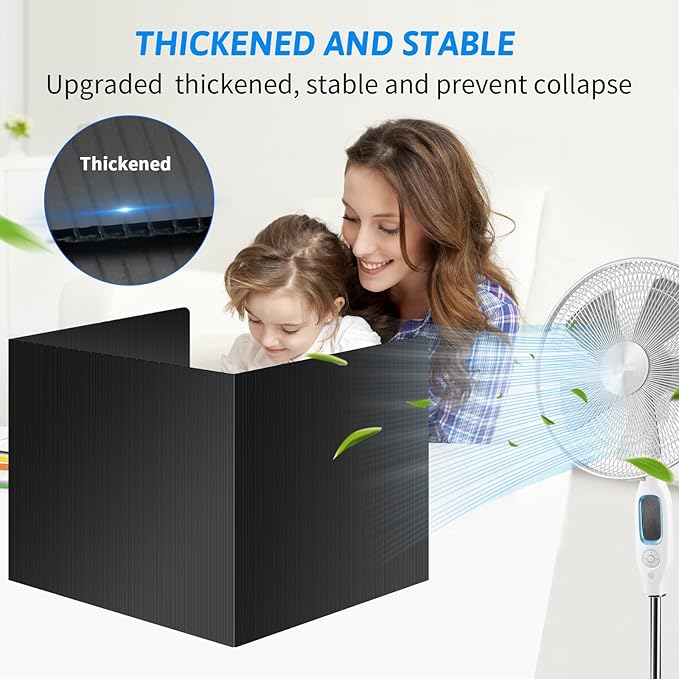 2-Pack Desk Dividers for Students, Waterproof Durable Plastic Study Carrel Dividers, Easy to Clean, Privacy Classroom Shield Folder Boards for Student Desk, Black