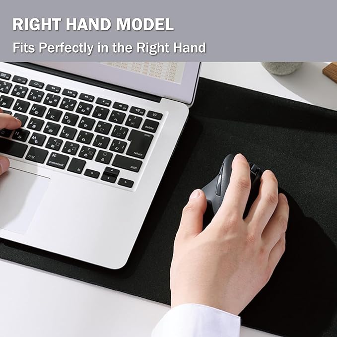 ELECOM Bluetooth Wireless Ergonomic Shape Mouse, Silent Click, Right Hand 2000DPI, 5 Buttons, Optocal Sensor, Compatible with PC, Mac, Laptop, EX-G, Lsize Black (M-XGL30BBSKBK)