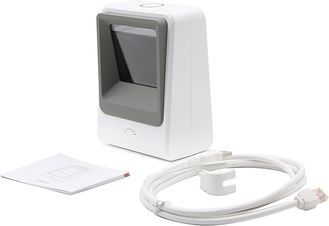 TEEMI Handsfree 1D 2D Barcode Scanner, with Top Trigger Button, QR Omnidirectional Desktop USB Automatic Bar Code Imager, Capture Screen barcodes, TMSL-60 White
