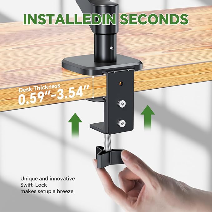 Ekisemio Single Monitor Mount, 13 to 32 Inch Monitor Arm, Adjustable Monitor Stand