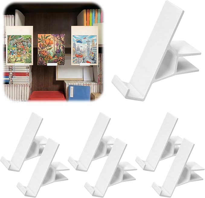 Chumia 6 Pcs Adjustable Book Stand for Display Bookcase Bookshelf Book Comics Display Holder Manga Stand Easel Collector for Library Bookstore Album Cd Magazine Postcard Artworks Home