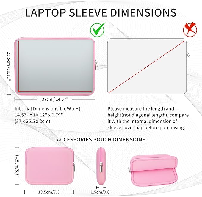 RAINYEAR 16 Inch Laptop Sleeve Protective Soft Case Bag with Accessories Pouch, Specially Compatible with 16" MacBook Pro M1 M2 M3 M4 M5 Pro/Max A3403 A3186 A3428 A3429 (Pink)