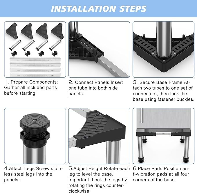 Mini Fridge Stand Height 13"-14.2" Adjustable Refrigerator Washing Machine Stand Base with 4 Strong Feet Anti-Vibration Washer Dryer Stand Laundry Pedestal Universal Appliance Stand Load 660LB-Black