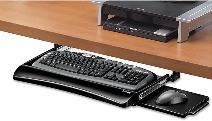 Fellowes 9140303 Underdesk Keybrd Tray, 20-1/8-Inch x7-3/4-Inch, BK/Silver