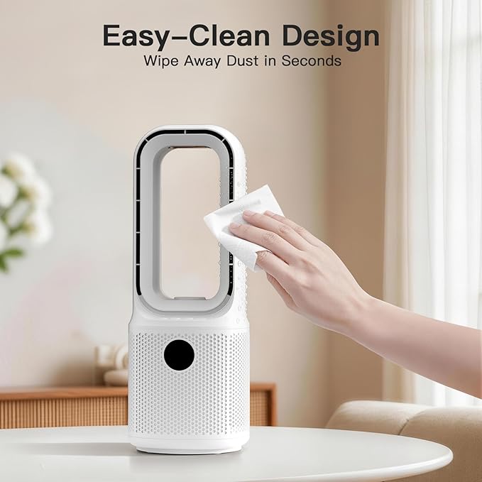 let'me Bladeless Desk Fan Small Quiet,5-Speed Bedside Table Fan with 3-Level Brightness Night Light, 72° Oscillation, 9-Hour Timer, Wired Power with Adapter,Fan for Bedroom Office Home,13x5 Incn