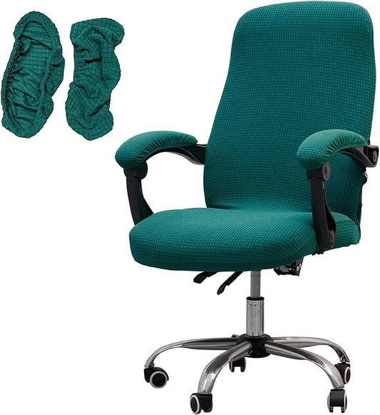 Melaluxe Office Chair Cover with Armrest Covers， Universal Stretch Desk Chair Cover, Computer Chair Slipcovers (Size: L) - Teal Blue
