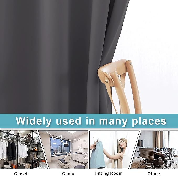 RYB HOME Extra Wide Curtains for Divider Room Separation Soundproof Temporary Door Curtains for Bedroom Closet Office Home Theatre Garage Living Room Privacy Drop Cloth, W 120 x L 84 inches, Grey