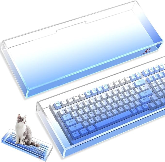 ZIYOU LANG KC04 Acrylic Clear Transparent Keyboard Cover(17.4*6.5*1.89’’) with Dustproof Waterproof Anti-hit Anti-cat Protective Case for Compact Layout 94/96/98Key Mechanical Gaming Keyboard(Blue)