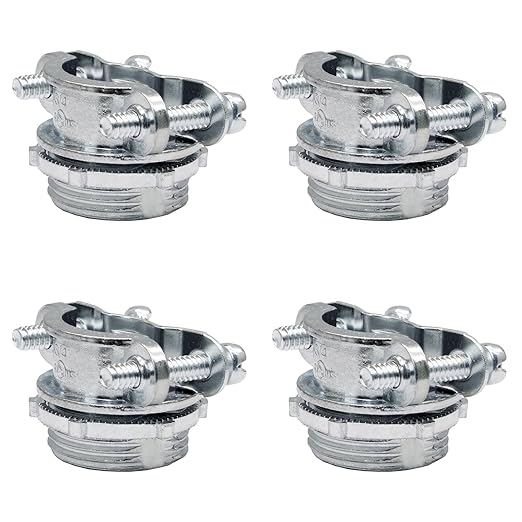 Bonsicoky 4 Pcs 1/2 Inch Clamp Type Cable Connectors - Zinc Alloy Clamp Cable Connector Fittings for Metallic Conduit Protect Electric Wires Electrical Box Cables