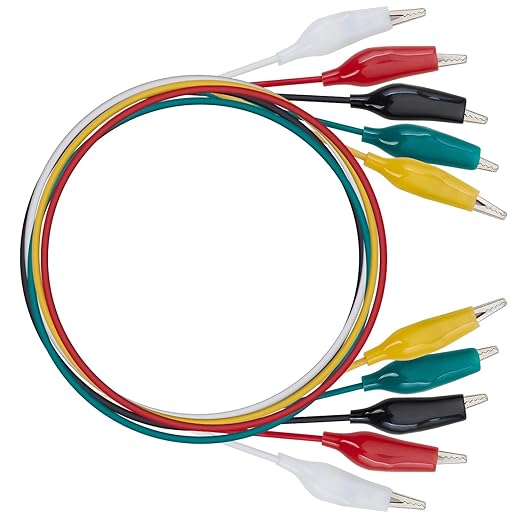 WGGE WG-026 10 Pieces and 5 Colors Test Lead Set & Alligator Clips,20.5 inches / 22 AWG Wire (3 Pack)