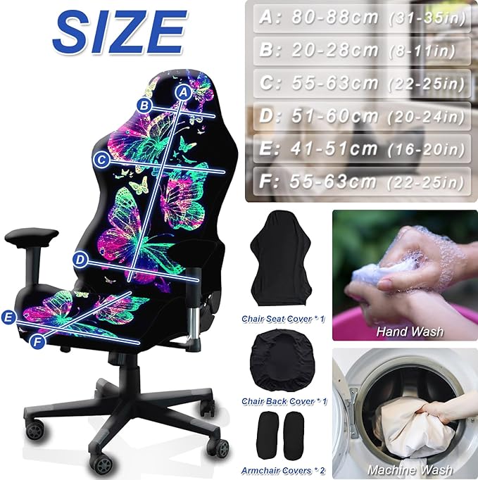 Gaming Chair Covers Slipcovers, 3D Printing Stretchable Elastic Computer Reclining Gaming Chair Seat Cover with Armrest Cover (No Chairs)(J)