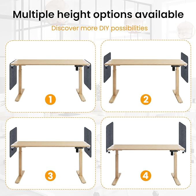 Desk Divider, Clamp On Felt Desk Privacy Panels, Acoustic Sound Absorbing Desk Partition for Office Desk, Reduce Distractions, Dark Gray, 1 Pack, 24 x 24 in