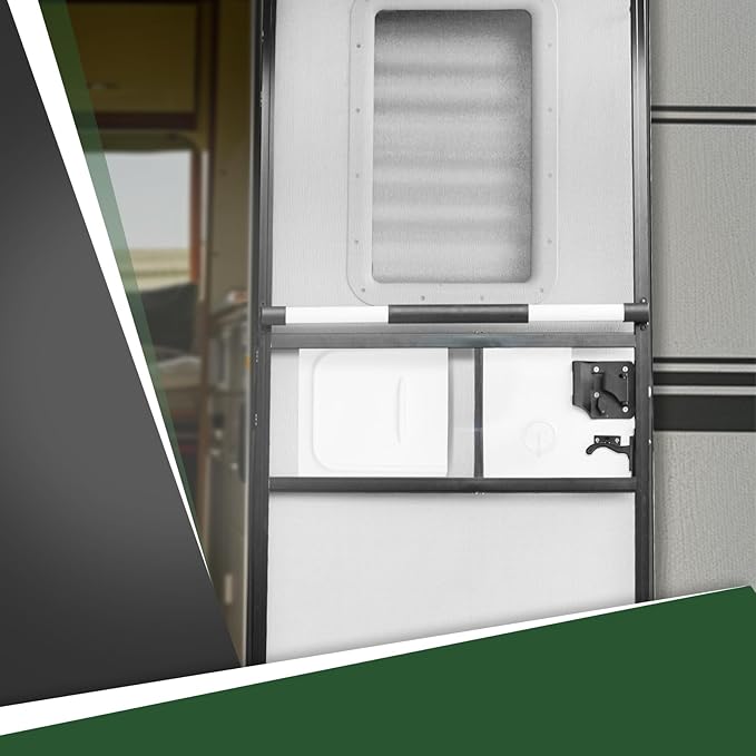 RVGUARD RV Screen Door Kit – 12” Slide, Latch Kit & Adjustable Cross Bar Handle, Easy DIY Install, Keep Bugs Out, Upgrade Your Camper, Trailer & Motorhome Screen Door