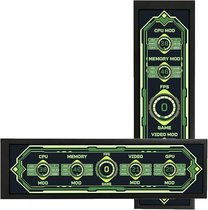 VSDISPLAY 8.8 Inch 1920x480 IPS LCD Monitor as Secondary Display/DIY Computer PC Case GPU CPU RAM Temperature Data Monitoring Sensor Panel,Black