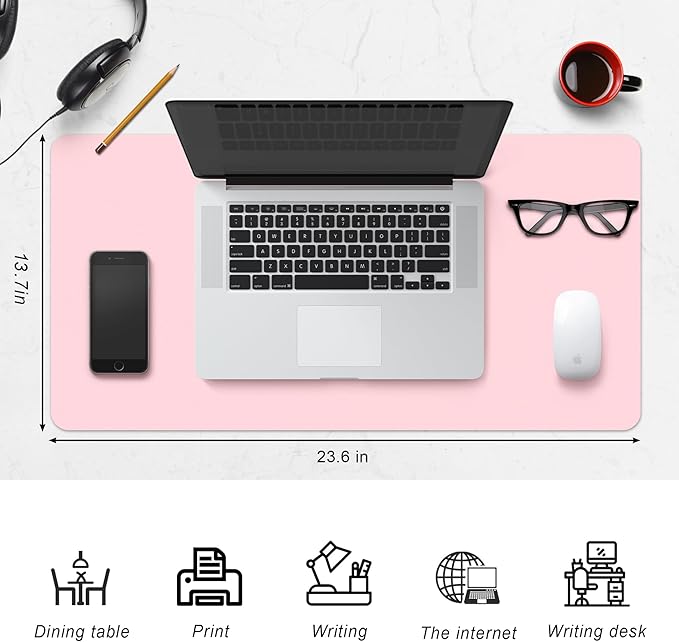 Leather Desk Pad Protector,Non-Slip Desk Pad,on-Slip PU Leather Large Mouse Pad,Easy Clean Desk Protecor Mat,Writing Pad for Office Work/Home/Decor(Off White, 23.6" x 13.7")