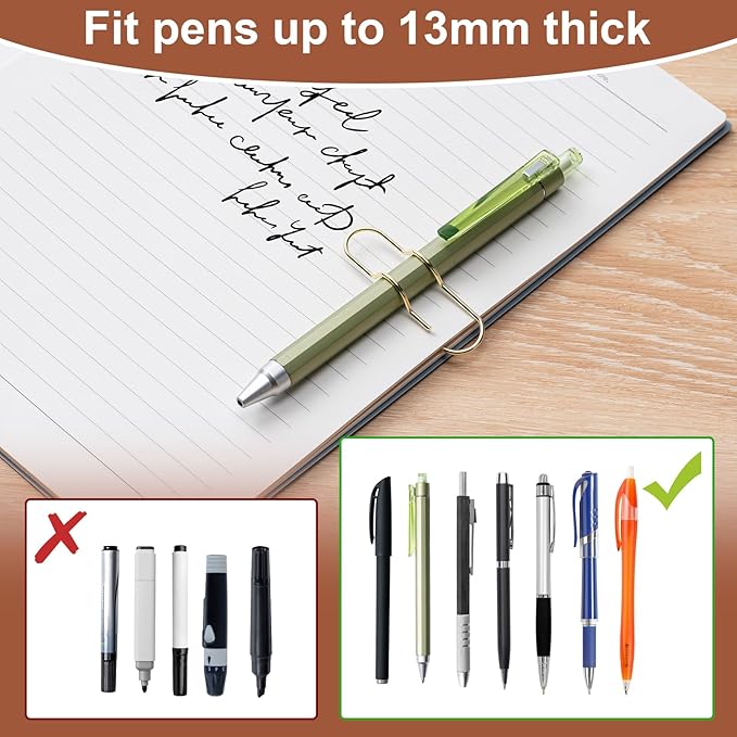 24 Pack Pen Holder for Notebook, Multi-Purpose Metal Paper Clip Pencil Holder, Easy to Use for Office,School,Bank,Classroom Must Haves,Teacher Supplies Accessories,Desk Organizer,Small Gift