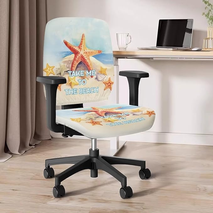 GLENLCWE Beach Starfish Office Chair Cover Seat Covers Independence Day Stretchable Universal Computer Chair Covers Rotating Chair Slipcover for Family Friends