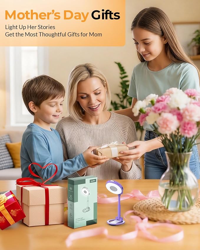 Book Light for Reading in Bed: Purple Rechargeable Night Light - Mothers Day Gifts for Mom Wife from Husband Grandma Daughter Sister - Birthday Gifts for Women Mom Teens Girlfriend and Her