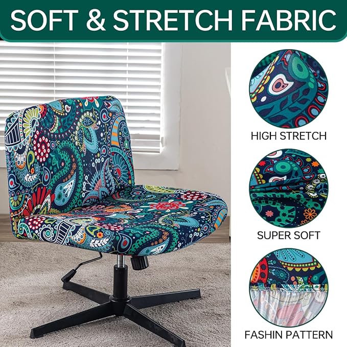 Armless Chair Slipcover Stretch Criss Cross Chair Cover, Mid Back Wide Seat Accent Chair Covers,Modern Vanity Chair Cover for Office Desk (G)
