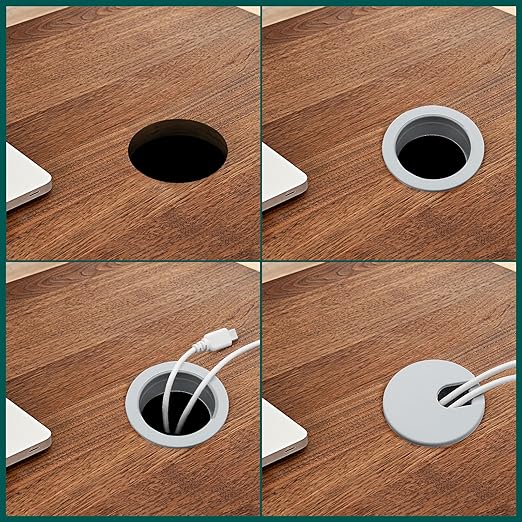 Litoexpe 2 Pcs Grey Desk Cord Grommets 1-3/8 Inch, Plastic Grommet Cable Hole Cover for Office Equipment, Computer Desk Wires