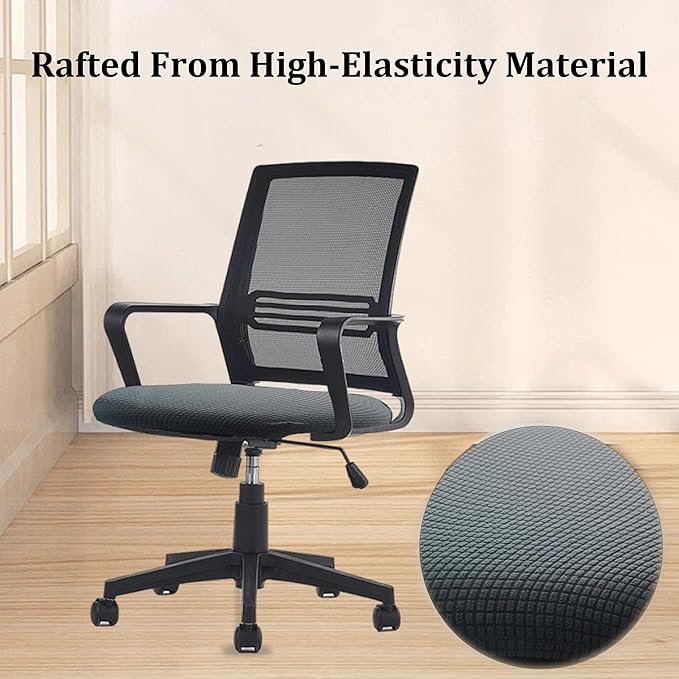One Stretch Office Chair Cover, Universal Elastic Computer Desk Seat Slipcover, Washable Removable Protective Cover for Rotating Swivel Chair, Anti-Dust(Grey)