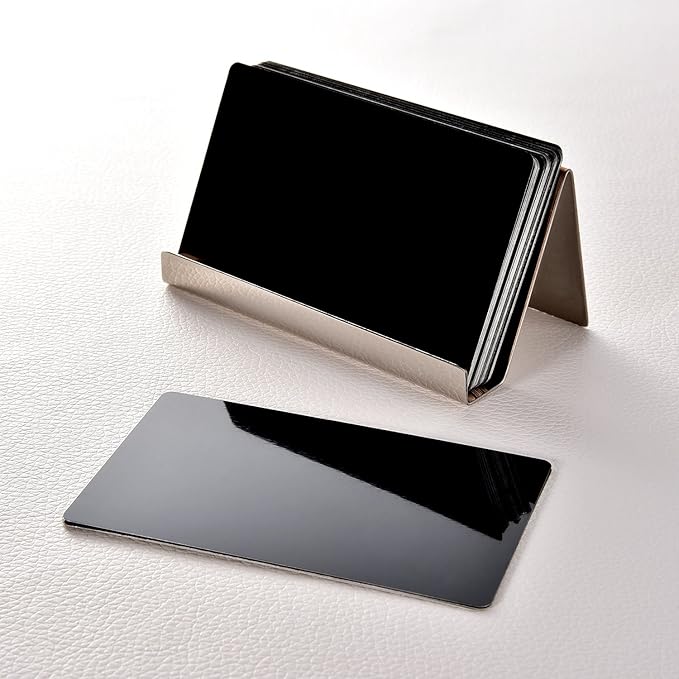Maxdot 2 Pack Stainless Steel Business Cards Holders Desktop Credit Name Card Display Organizer for Business Mental Name Case Rack for Office Home Daily Use(Rose Gold)