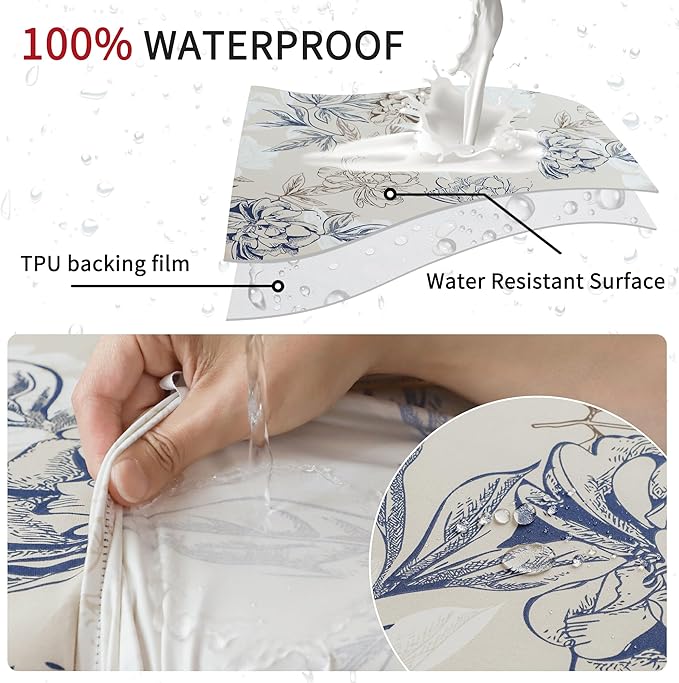 Waterproof Office Chair Cover with Armrest Cover 18Inch Wide Stretch Printed Floral Small Desk Computer Chair Covers with Long Zipper Arm Slipcovers Washable