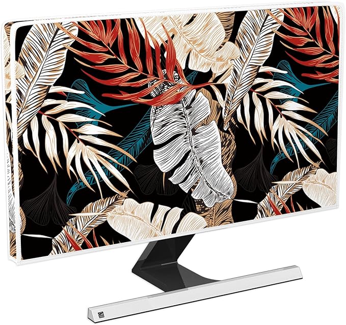 Waterproof Screen Television Dust Cover 70 Inch Anti-Static Dust-Proof TV Display Screen Cover Protective for Desktop TVs Hanging TV LED LCD OLED，Tropical Plants Leaves Floral