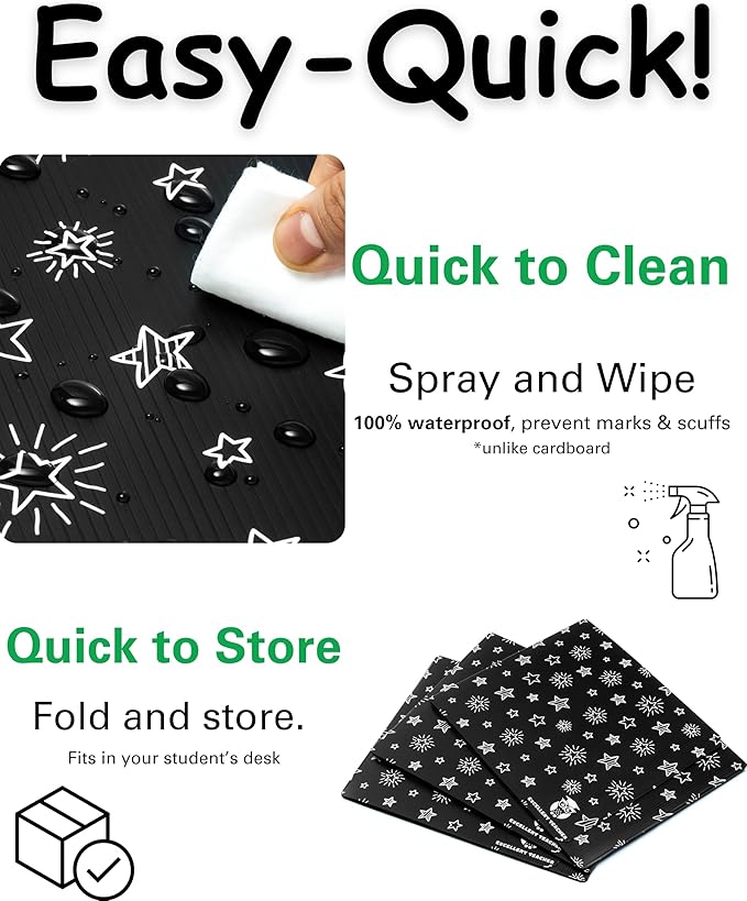 25 Plastic Privacy Folders for Students — Durable — Black Desk Dividers for Students, Easy-Store Privacy Shields for Student Desks, Testing for Classroom, Test Dividers