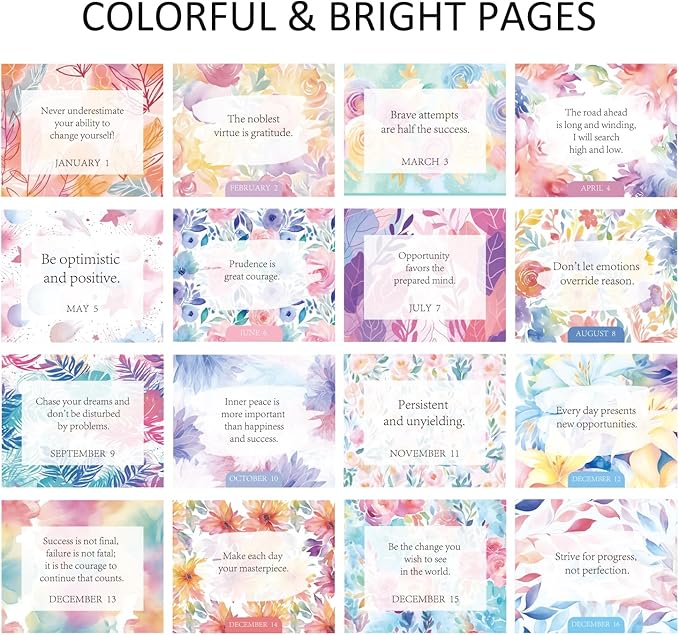 Daily Flip Calendar with Inspirational Quotes - Motivational Perpetual Calendar Desk Office Home Decor for Women, Gifts Desk Accessories for Girls Positive Affirmations