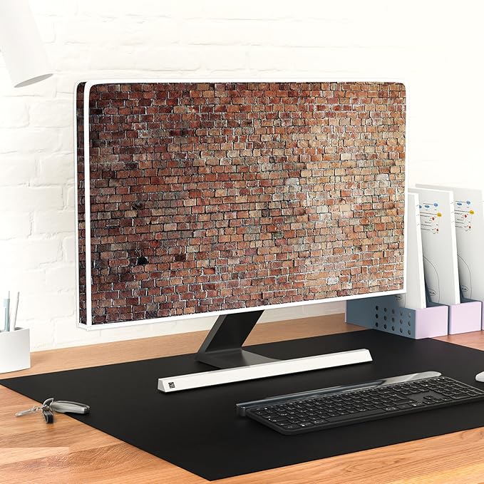 Vintage Brown Wall Waterproof Television Covers 45,46,47,48 Inch TV Display Screen Cover Sleeve Compatible with LCD LED PC Desktop and Home Hanging TV Anti-Scratch Anti-Static Protective