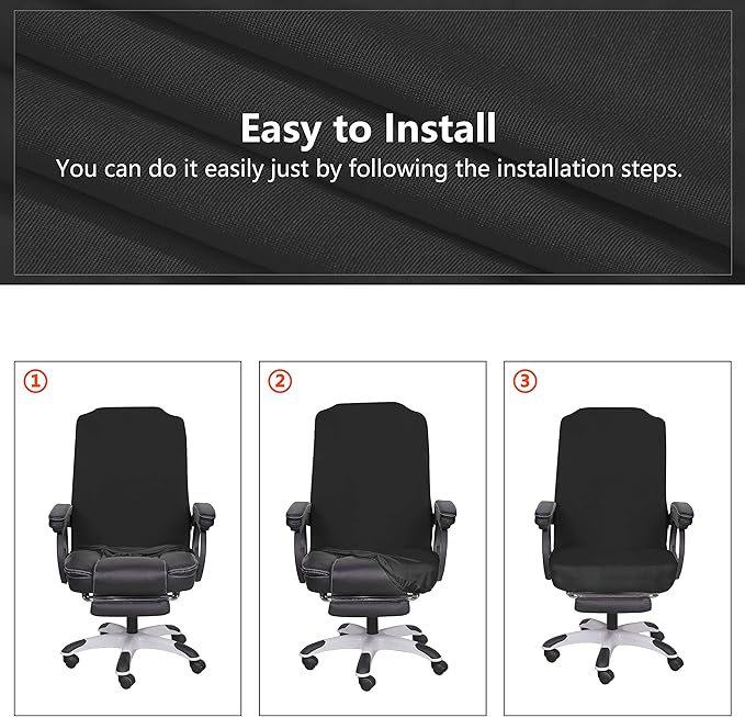 SARAFLORA Office Chair Cover- Medium, Black- Removable Computer Chair Cover for Office Chair with Zipper for Universal Rotating Chair Desk Chair Cover High Back Chair Seat Washable Protector for Pets