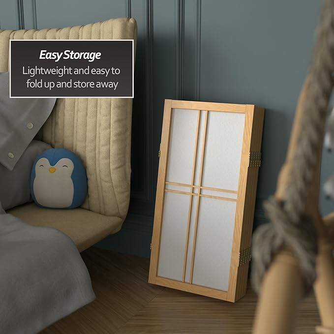 2 ft. Short Desktop Double Cross Shoji Screen - Natural - 5 Panels