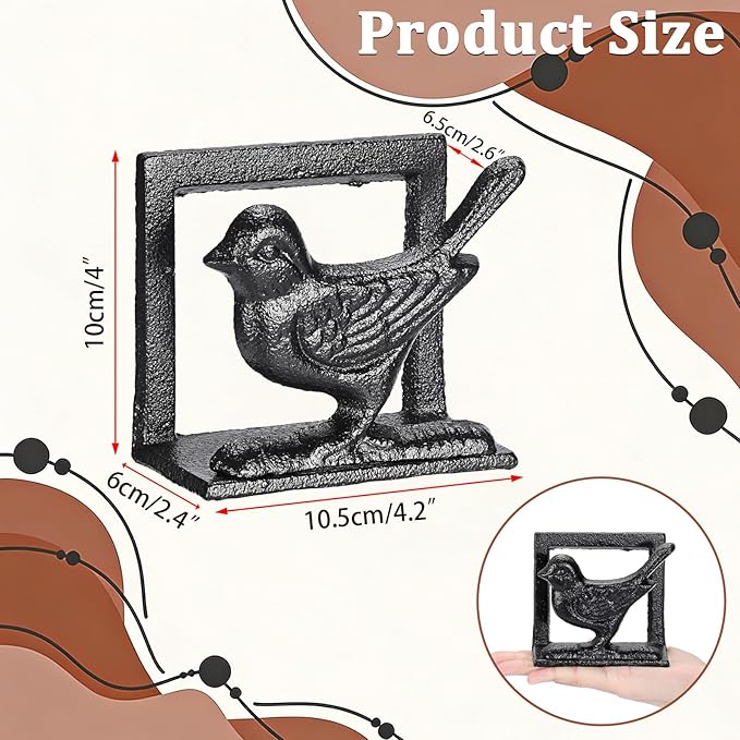 BTSKY Cast Iron Mail Organizer Countertop, Heavy Duty Desk Mail Holder for Letters & Documents, Vertical Envelope Sorter for Home Office, Bill Rack - Black, Bird Shape