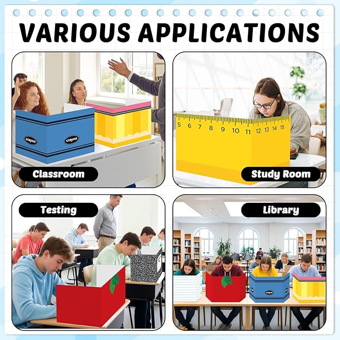 30 Pack Desk Dividers for Students Composition Notebook Pencil Privacy Folder for Students Waterproof Study Carrel Dividers Testing Divider Privacy Classroom Shield Folder Boards for Teacher Supplies