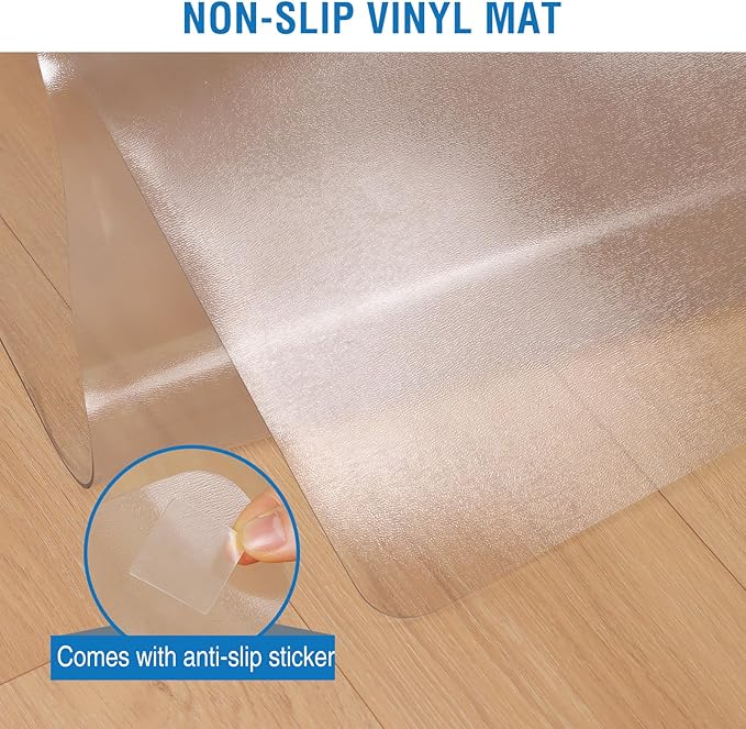 Clear Chair Mat, 60" x 50" Office Chair Mat for Hard Floors, Desk Mat for Gaming Chair, Vinyl Floor Mat for Home Office Kichen Living Room, Clear
