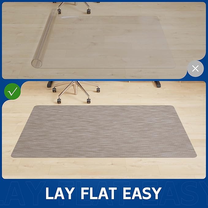 Office Chair Mat for Hardwood & Tile Floor, 46" x 72" Anti-Slip Desk Chair Mat, Easy Glide Floor Protector for Rolling Chairs, Floor Mat for Office Chair for Home Office (Dark Brown)
