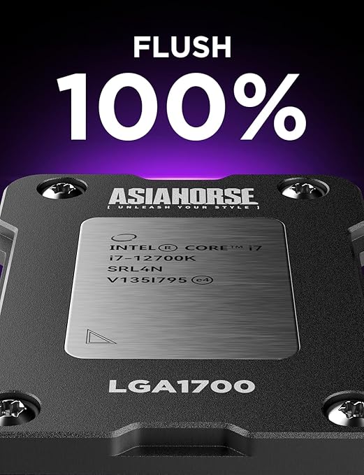 AsiaHorse LGA 1700 CPU Contact Frame, 100% Flush Anti-Bending Secure Frame for Intel CPU, High-Strength Metal Construction Compatible with H610/B660/Z690/Z790 Motherboards, Enhances Cooling Efficiency