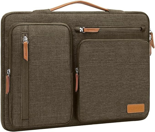 MOSISO 360 Protective Laptop Case 13 inch, 13 inch Laptop Sleeve Compatible with MacBook Air M5 M4 M3 M2 M1 2026-2018/Neo/Pro M2 M1, Side Open Carrying Case with 4 Zipper Pockets&Handle,Carob Brown