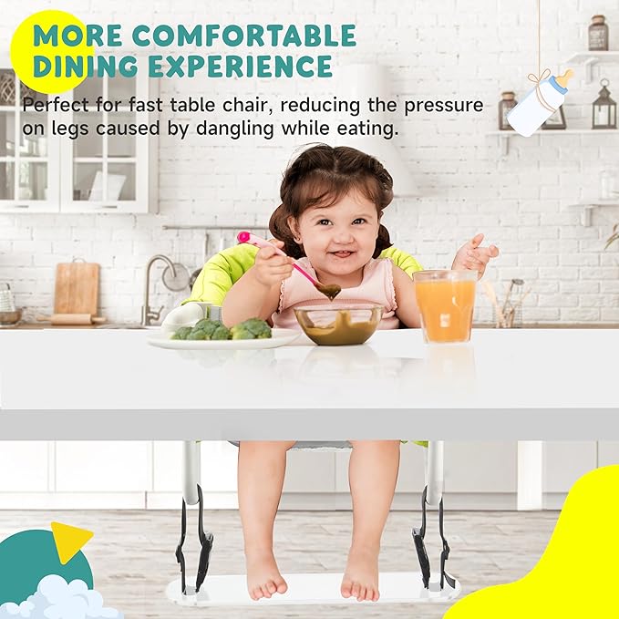 Acrylic Baby Footrest Compatible with Inglesina Fast Table Chair, Adjustable Baby Footrest for Hook On High Chairs, Sturdy Foot Rest Fit for Clip on Table Chairs with Tray (Chair not Included)