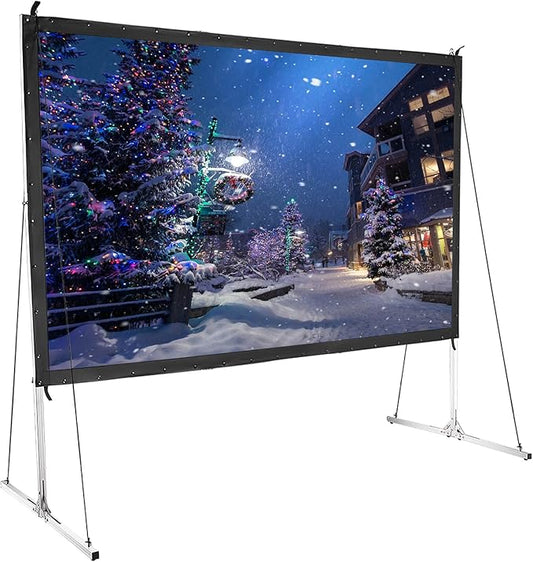 Instahibit 100" Outdoor Projector Screen and Stand Portable Movie Projection Fast Folding 16:9 4K HD Home Theater Camp Backyard Cinema with Carry Bag