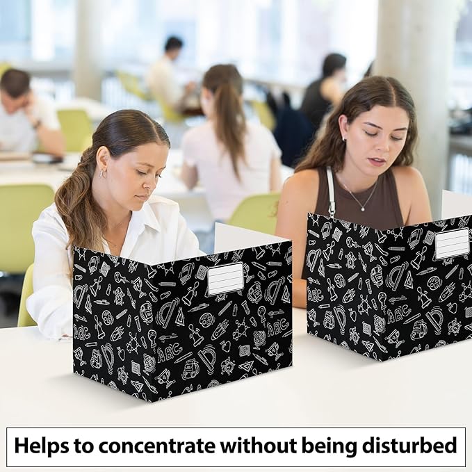 Sabary 24 Pack Privacy Folders for Students Desk Dividers Testing Dividers Standard School Privacy Coated Cardboard for Classroom Teacher Supplies Keep Eyes from Roving(Study,Black)