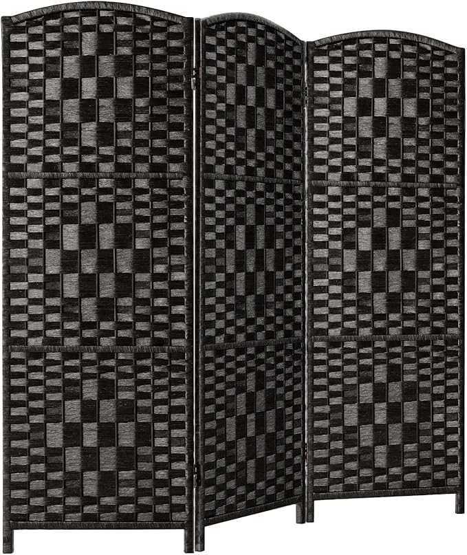 HALLYBEE Small Room Divider, Privacy Screen, Short Room Dividers and Folding Privacy Screens, Foldable Temperary Wall Partitions, 3 Panel Black Space Separation Separator