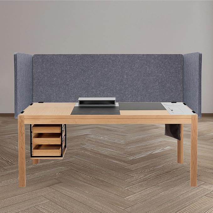 Clamp-On 3-Side Office Privacy Partition – 60" x 24" x 24" Desktop Divider, Sound Absorbing Cubicle Panel, Acoustic Privacy Screen for Desk, Classroom, Office, School