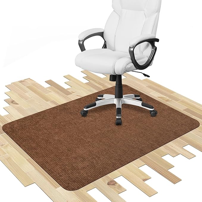 Placoot Desk Chair Mat for Hardwood Floor Corduroy Surface 1/6" Thick 55"x35" Office Chair Mat for Rolling Chairs-100% Large Anti-Slip Backing Under Desk Low-Pile Office Rug Floor Mat for Office/Home