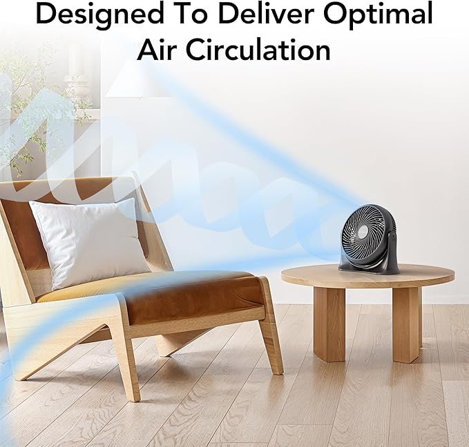 Comfort Zone 11-Inch High-Velocity Tabletop Air Circulator Fan – Quiet 3-Speed Personal Turbo Fan with 90° Adjustable Tilt & Carry Handle – Compact Desk Fan for Home, Office, or Bedroom – Black