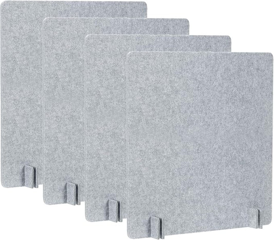 PATIKIL Desk Dividers 24" x 24", 4 Pack Desk Privacy Panel Freestanding Noise Reducing Partition Acoustic Panel with 4Pcs Support Feet for Testing Office Home Library, Cement Gray Style B