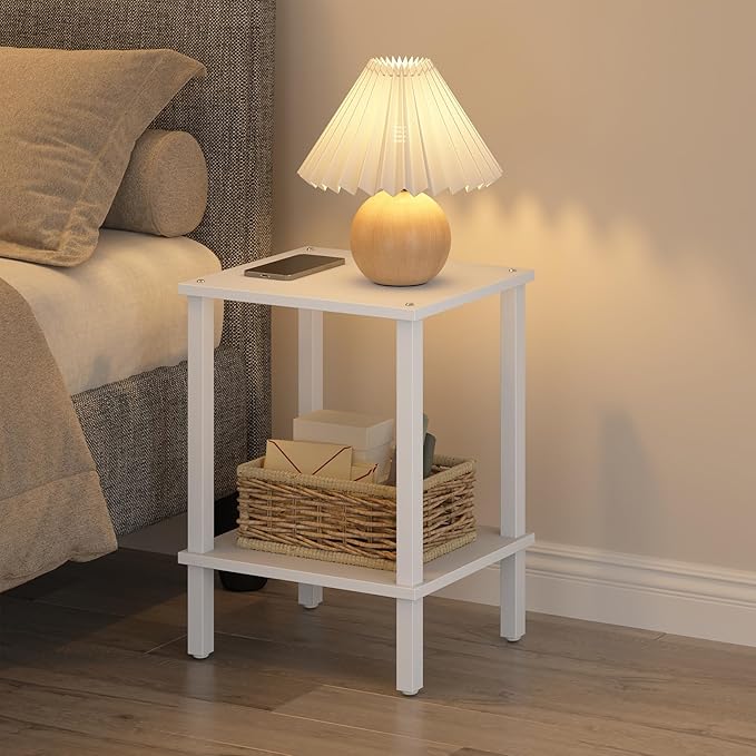 TUTOTAK End Table, Set of 2, Side Table, Nightstand, 2-Tier Storage Shelf, Sofa Table for Small Space, Living Room, Bed Room TB01BW035
