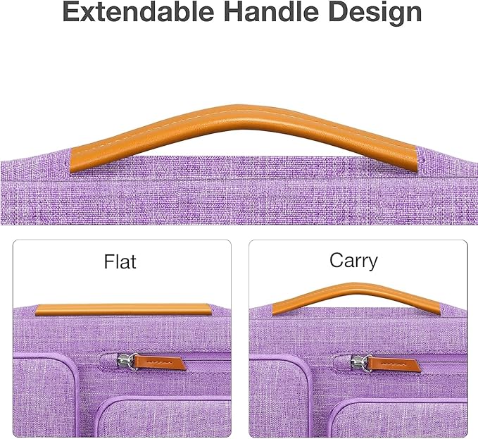 MOSISO 360 Protective Laptop Case 15 inch, 15 inch Laptop Sleeve Compatible with MacBook Air M5 M4 M3 M2 2026-2023, Dell XPS Plus, Side Open Carrying Case with 4 Zipper Pockets&Handle, Lilac